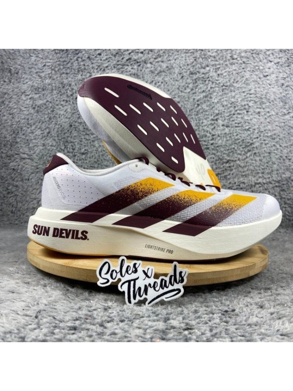 Adidas Adizero Evo SL Arizona State Size 11 Men White Team Maroon Gold JQ4572